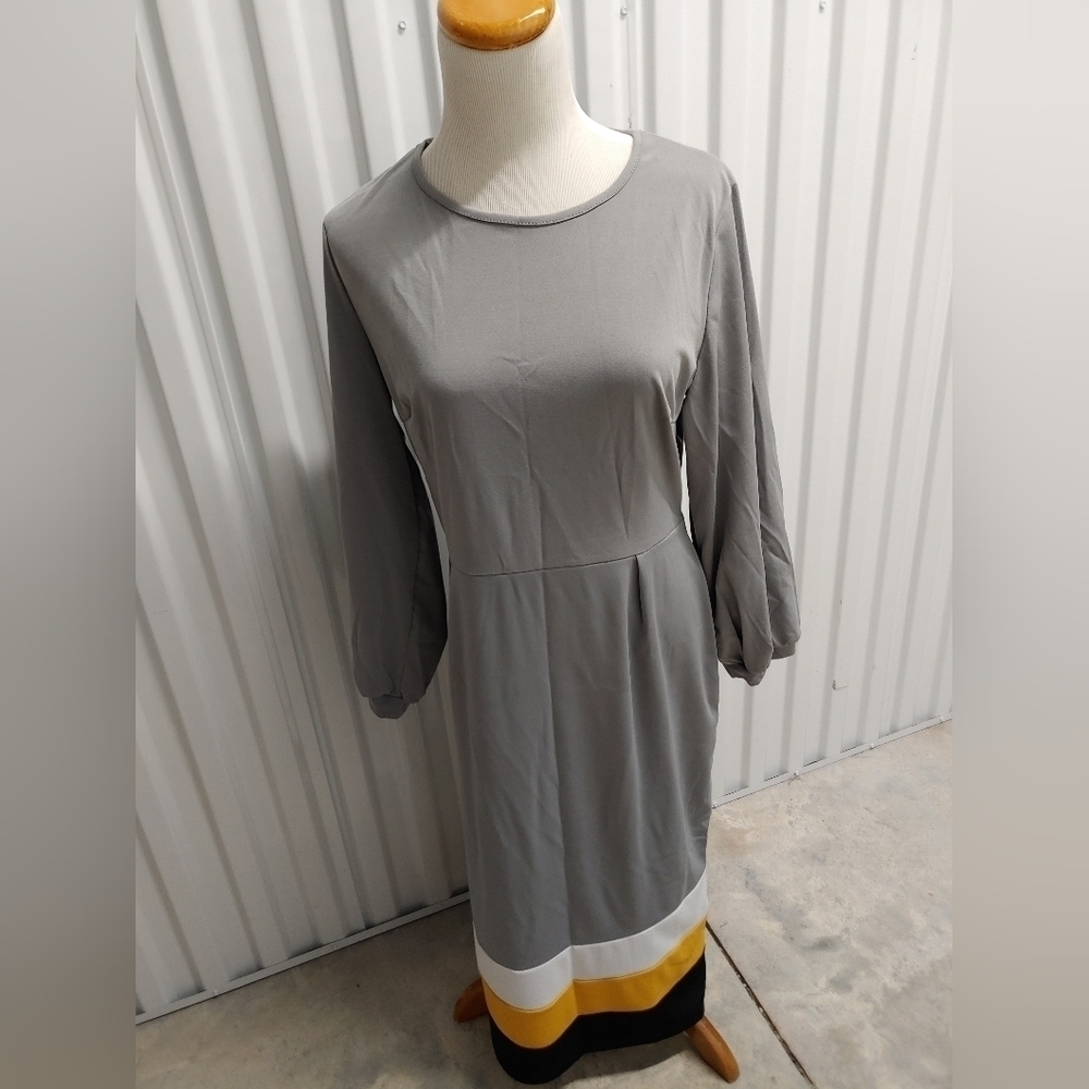 NEW GRAY CLASSY FASHIONABLE DRESS PLUS SIZE 1XL - Picture 4 of 7